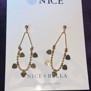 Gold Heart Drop Earrings